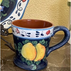 LIMONEBELLO Hand Painted Blue Lemon Mug Ambiance Collections 4" high 4" diameter
